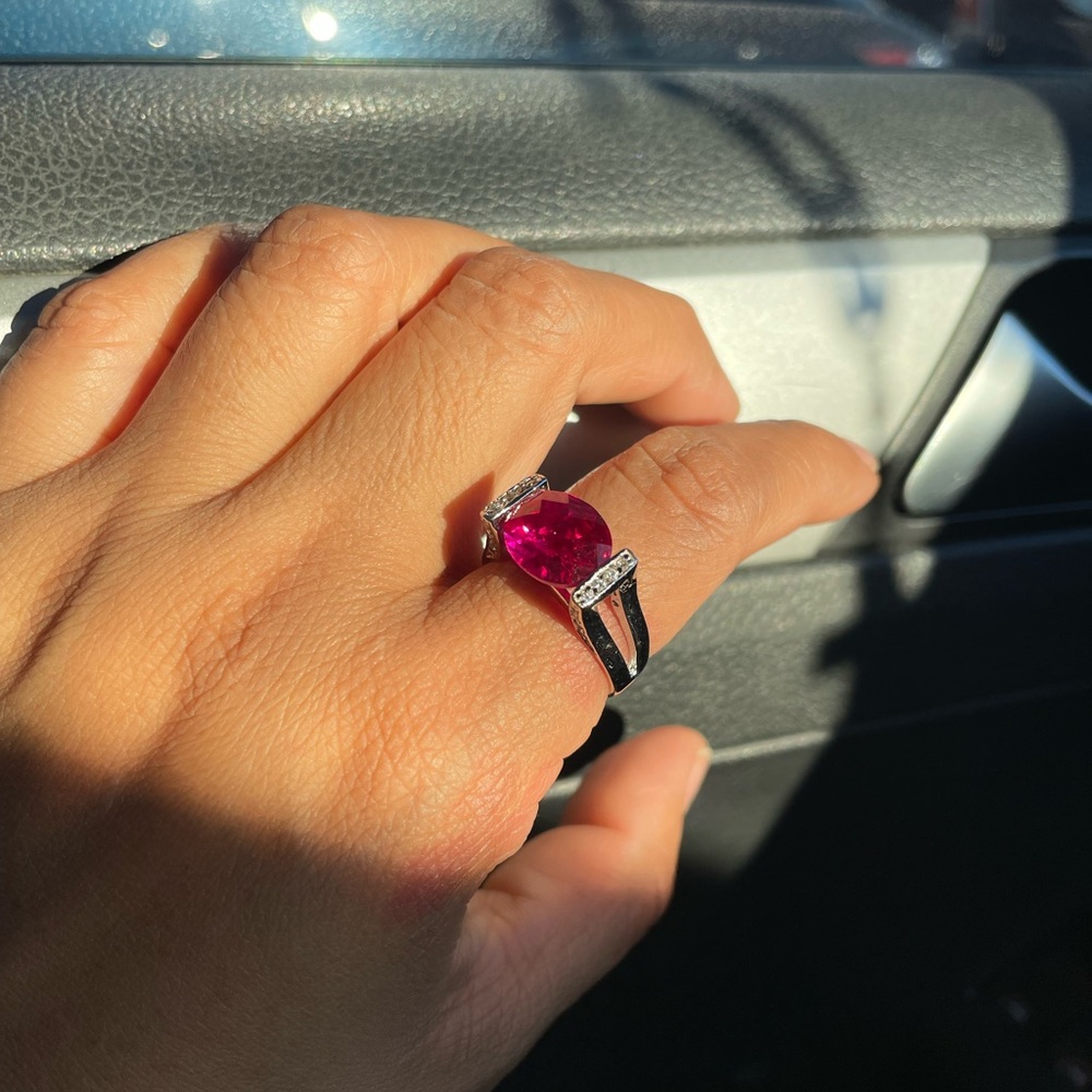Ruby Oval Cz Ring - image 1